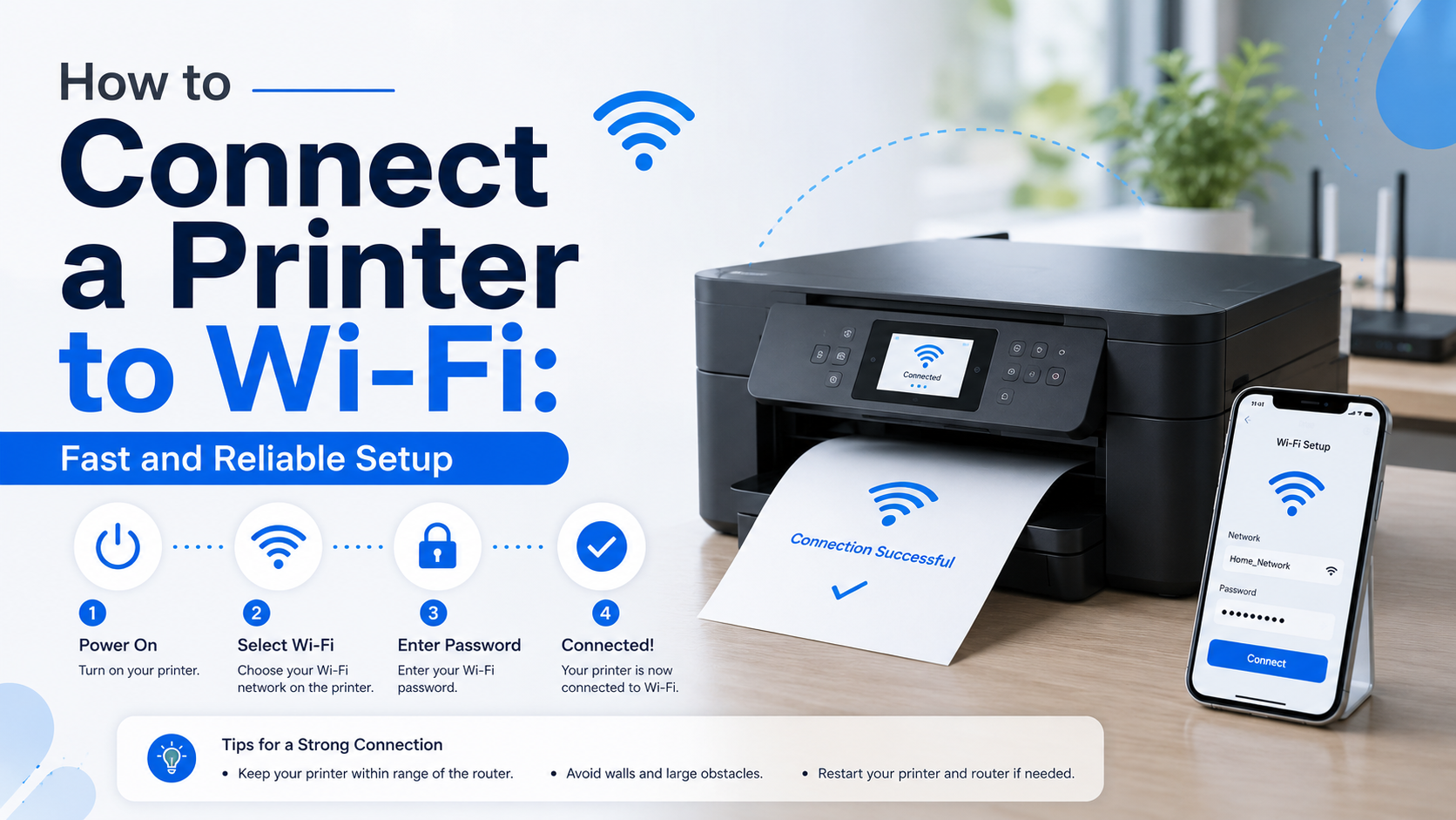 Wireless printer setup over a home network